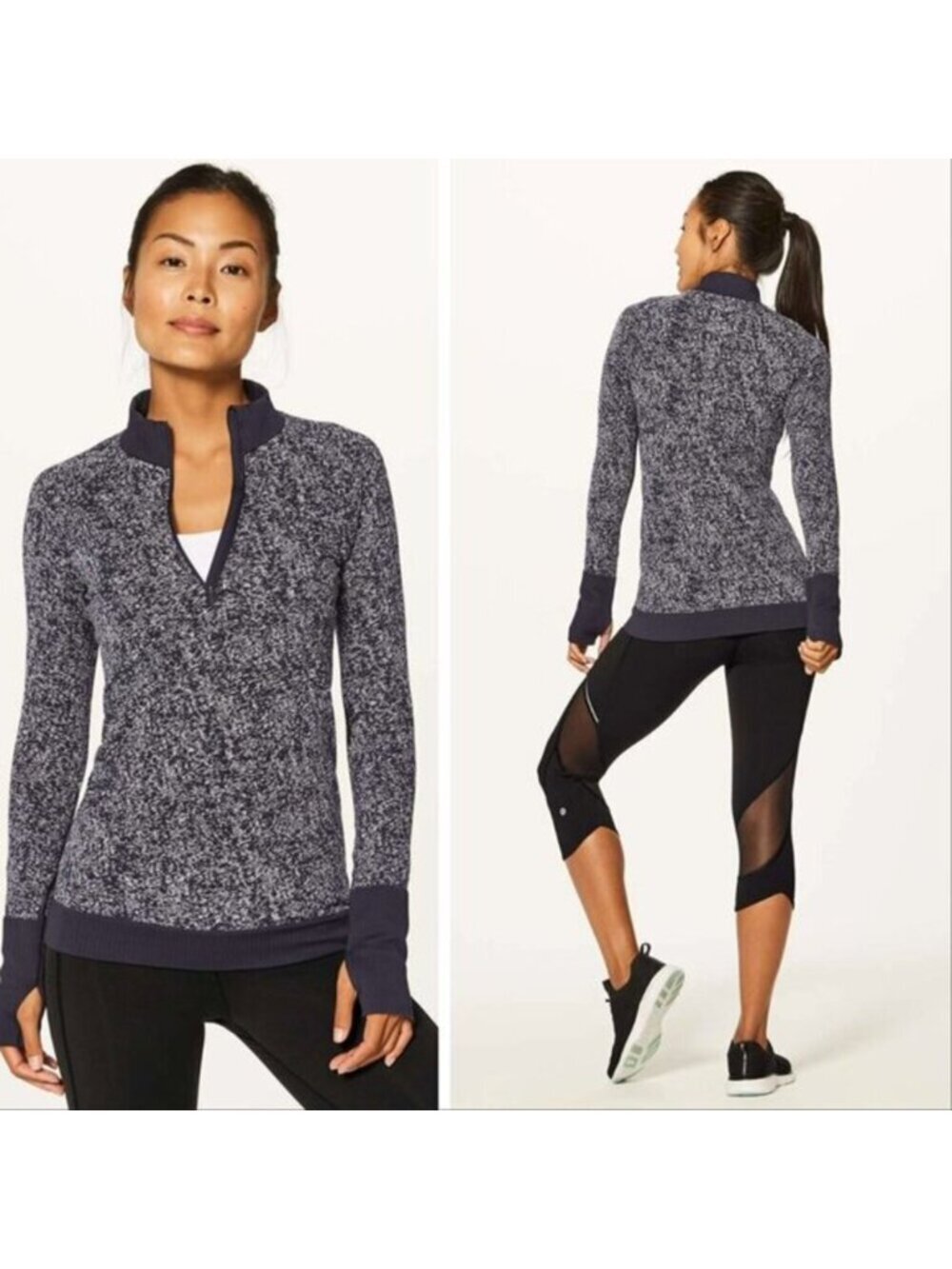 Lululemon Rest Less 1/2 Zip - Black / White